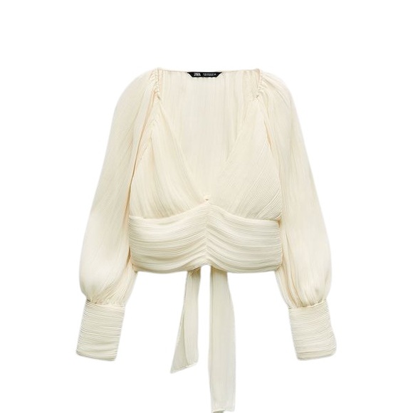 Zara ecru pleated blouse size small - Picture 7 of 8